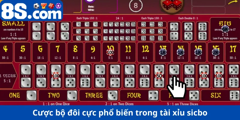 Cược bộ đôi tài xỉu sicbo